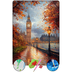 5d Elmas Boyama – Londra Saat Kulesi | 40x50 cm Tuvale Gerili Premium Dıy Hobi Seti