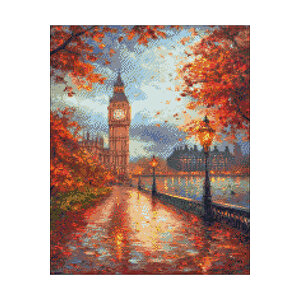 5d Elmas Boyama – Londra Saat Kulesi | 40x50 cm Tuvale Gerili Premium Dıy Hobi Seti