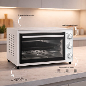 32 Litre Flash Beyaz Mini Fırın Kf-5320