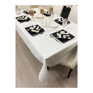Keten Görünümlü Dertsiz Masa Örtüsü Linen Kırık Beyaz 130x160 cm