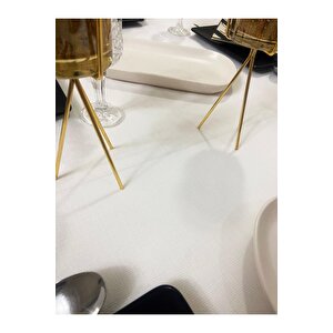 Keten Görünümlü Dertsiz Masa Örtüsü Linen Kırık Beyaz 130x160 cm