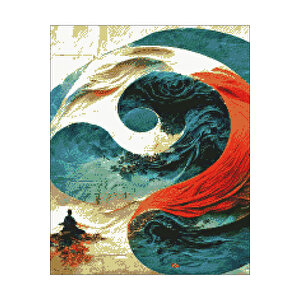5d Elmas Boyama – Yin Yang Ve Meditasyon | 40x50 Cm- Tuvale Gerili Diamond Painting Sayılarla Boyama