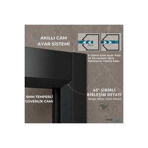 Arteko Duşakabin Kare - Antrasit Profil - Satine Buzlu 6 Mm Cam 90x90 cm