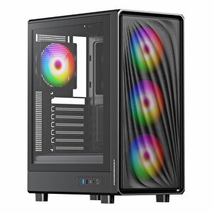 Powerboost Pb-a5065b 650w 80+ Bronz Usb 3.2 Argb Eatx Mid Tower Siyah Kasa