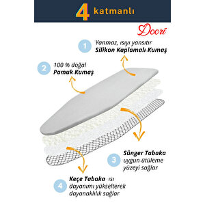 Ütü Masa Bezi Ütü Masası Kılıfı  Yanmaz Yapışmaz Kumaş  Özel Keçeli Pamuk Kumaşlı  50* 140 Cm İpli