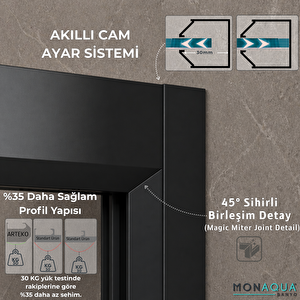  arteko Duşakabin Ön Cephe, 1 Sabit 1 Kayar-antrasit Profil-karolaj Antrasit Çizgili 5mm Temperli Cam 134 cm