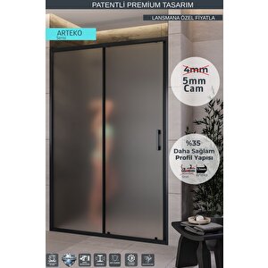 Arteko Duşakabin Ön Cephe, 1 Sabit 1 Kayar - Antrasit Profil - Satine Buzlu 5mm Temperli Cam 115 cm