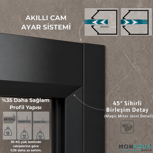 Arteko Duşakabin Ön Cephe,2 Sabit 2 Kayar-antrasit Profil-karolaj Antrasit Çizgili 5mm Temperli Cam 141 cm