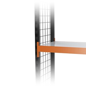 3 Katlı Dekoratif Midi Rack - Ekonomik Depo,arşiv, Kiler Rafı  Siyah-turuncu-35x180 Cm-150 Cm