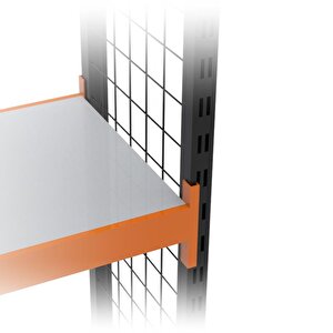 3 Katlı Dekoratif Midi Rack - Ekonomik Depo,arşiv, Kiler Rafı  Siyah-turuncu-46x120 Cm-150 Cm