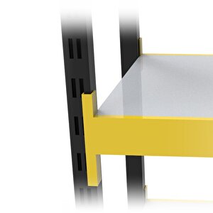 4 Katlı Duble Midi Rack - Ekonomik Depo,arşiv, Kiler Rafı  Siyah-turuncu-46x90 Cm-100 Cm