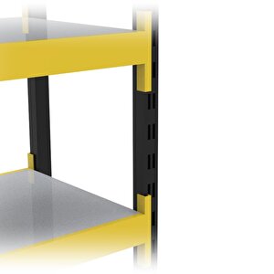 4 Katlı Duble Midi Rack - Ekonomik Depo,arşiv, Kiler Rafı  Siyah-turuncu-46x90 Cm-100 Cm