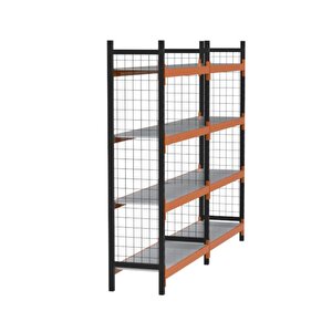 4 Katlı Duble Dekoratif Midi Rack - Ekonomik Depo,arşiv, Kiler Rafı  Siyah-turuncu-35x90 Cm-100 Cm