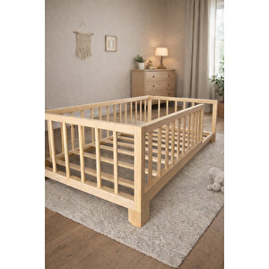 Mkgrup Modüler Ayakli Ve Ayaksiz Kullanilabi̇li̇r Montessori Bebek Ve Çocuk Karyolası 60x120 cm