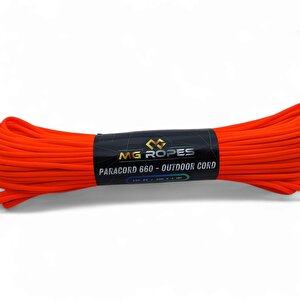 Polyester Paracord İp 4 Mm Neon Turuncu Renk 30 Metre