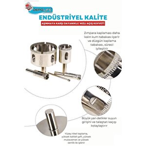 Tam Set 3mm-60mm Mermer Granit Fayans Cam Yuvarlak Delme Panç Elmas Matkap Için Boru Karot