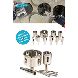 Tam Set 3mm-60mm Mermer Granit Fayans Cam Yuvarlak Delme Panç Elmas Matkap Için Boru Karot