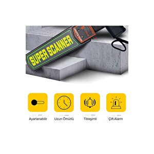 Super Scanner Md-3003b1 El Tipi Güvenlik Üst Arama Dedektörü 9v Pil Dahil