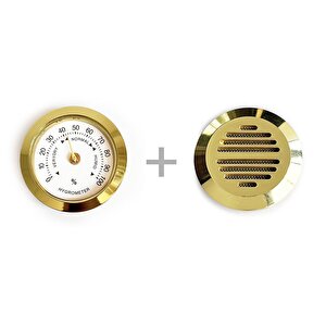 Metal Humidor Higrometresi Ve Nemlendirici Haznesi Seti Sarı