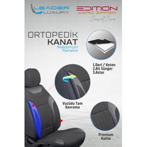 Proton 415 Lüx Keten Oto Koltuk Kılıfı Ön Arka Takım Edition Dark Siyah Siyah - Siyah