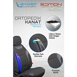 Seat İbiza Station Wagon Lüx Keten Oto Koltuk Kılıfı Ön Arka Takım Edition Dark Siyah Siyah - Siyah