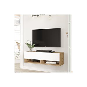 Aven Tv Ünitesi Tv Sehpası Raflı Kapaklı 100cm Çam-beyaz Ave13-aw Çam Beyaz