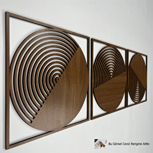 Ahşap Duvar Tablosu, 3 Parça Ahşap Modern Duvar Dekoru,yüzyıl Ortası Retro Desen Duvar Paneli, Ceviz 58,5x58,5 cm