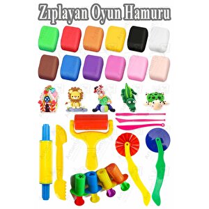 Zıplayan Oyun Hamuru 12 Renk Ve Merdane Kesici Enjektör 9 Lu Hava İle Kuruyan Modelleme Kili Yumuşak Köpük Kil Esnek