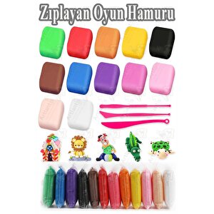 Zıplayan Oyun Hamuru 12 Renk Ve Merdane Kesici Enjektör 9 Lu Hava İle Kuruyan Modelleme Kili Yumuşak Köpük Kil Esnek