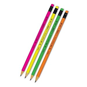 Kurşun Kalem Silgili 4 Adet Candy Hb Siyah Kurşun Kalem Silgili Kalem Neon Desenli Hb Kalem