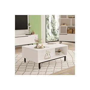 Bohem Orta Sehpa 60x90cm Metal Ayaklı Kapaklı Beyaz Boh2-w Beyaz