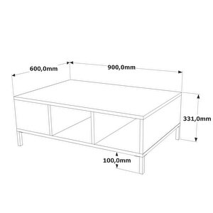 Best 60x90cm Orta Sehpa Metal Ayaklı Çam Bes2-aa