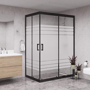 Black Diora 6mm Kumlamalı Cam Dikdörtgen Duşakabin 70x80 cm