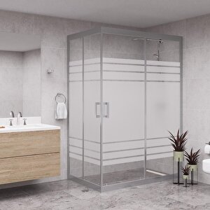 Silver Diora 6mm Kumlamalı Cam Dikdörtgen Duşakabin 70x100 cm