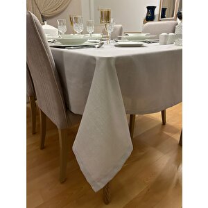Elite Masa Örtüsü + Runner Takım | Lekeye Dayanıklı Simli Gri 150x250 cm