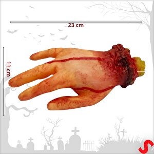 Kanlı Kesik El, 4 Parmak - 23 Cm