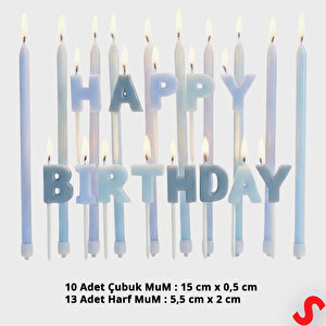 Mavi Happy Birthday Harf Mum Seti – 23 Parça