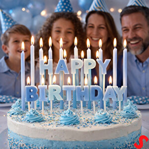 Mavi Happy Birthday Harf Mum Seti – 23 Parça