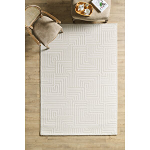 Modern Oturma Odası Halısı Salon Halısı Yolluk Krem Halı Hav Toz Vermez Kolay Temizlenebilir Halı 160x450 cm