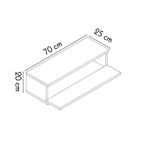 Işık 70cm Duvara Monte Kapaklı Raflı Modern Dresuar Antrasit-Altın