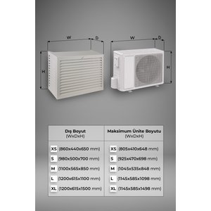 Klima Motoru/dış Ünite Gizleme/koruma Kafesi Xs 7000 Btu-9000 Btu 86x44x65(h) Açısız Condor Beyaz