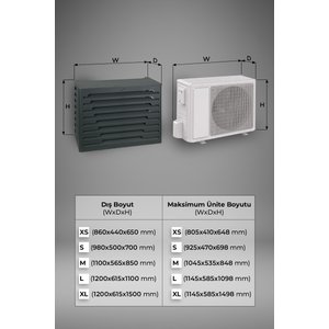 Klima Motoru/dış Ünite Gizleme/koruma Kafesi Xs 7000 Btu - 9000 Btu 86x44x65(h) Radıus Antrasit