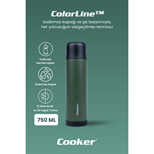 Colorline 750 Ml Paslanmaz Çelik Termos Yeşil
