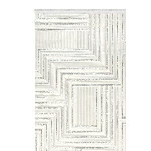 Duru Serisi 1346a Gri-krem Modern Desenli Makine Halısı Yumuşak Dokulu Hav Salon Halısı 160x230 cm