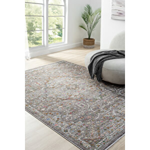 Monde 803 Çok Renkli Antialerjik Polyester Makine Halısı – %100 Pamuk Taban, Düz Saçak 160x230 cm