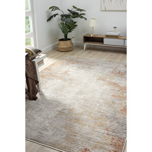 Peru 10206 Terra Antialerjik Polyester Makine Halısı – Dokuma Tabanlı, Düz Saçak, Leke Tutmaz 80x400 cm