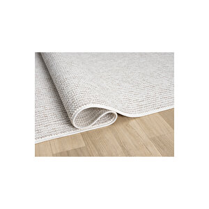 Step 360 Krem & Bej - Polyester İplik, Pamuk Taban Dokuma Halı 120x400 cm
