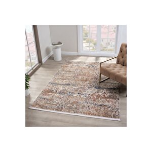 Seyran Asır 250 Bej Modern Vintage Robot Süpürgeye Uygun Salon Oturma Odası Halısı 80x300 cm