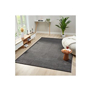 Seyran Bali 4005 Antrasit Düz Renk Spor Tozumaz Yumuşak Dokulu Shaggy Halı Salon Oturma Odası Halısı 100x350 cm