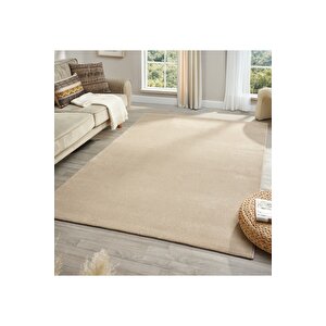 Seyran Bali 4005 Bej Düz Renk Spor Tozumaz Yumuşak Dokulu Shaggy Halı Salon Oturma Odası Halısı 80x200 cm